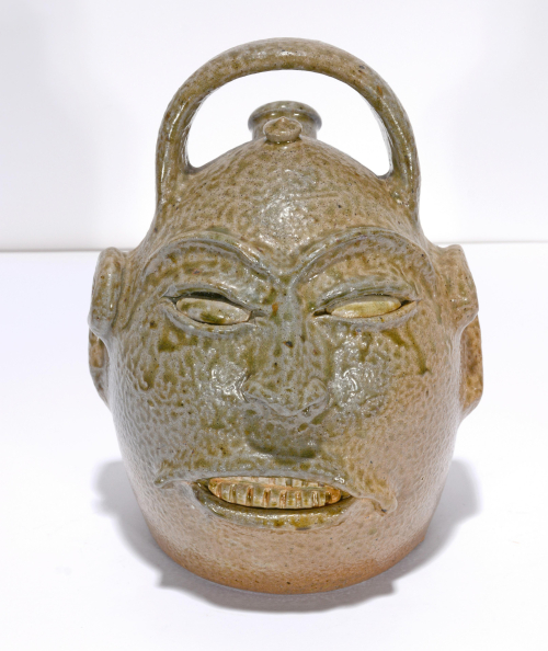 Salt-Glazed Monkey Spout Face Jug